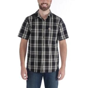 Carhartt Men's Essential Plaid Button Down Short Sleeve Shirt Black White Sz XL